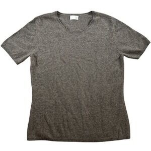 TSE Cashmere Short Sleeve Crew Neck Sweater Top M Brown 100% Pure
